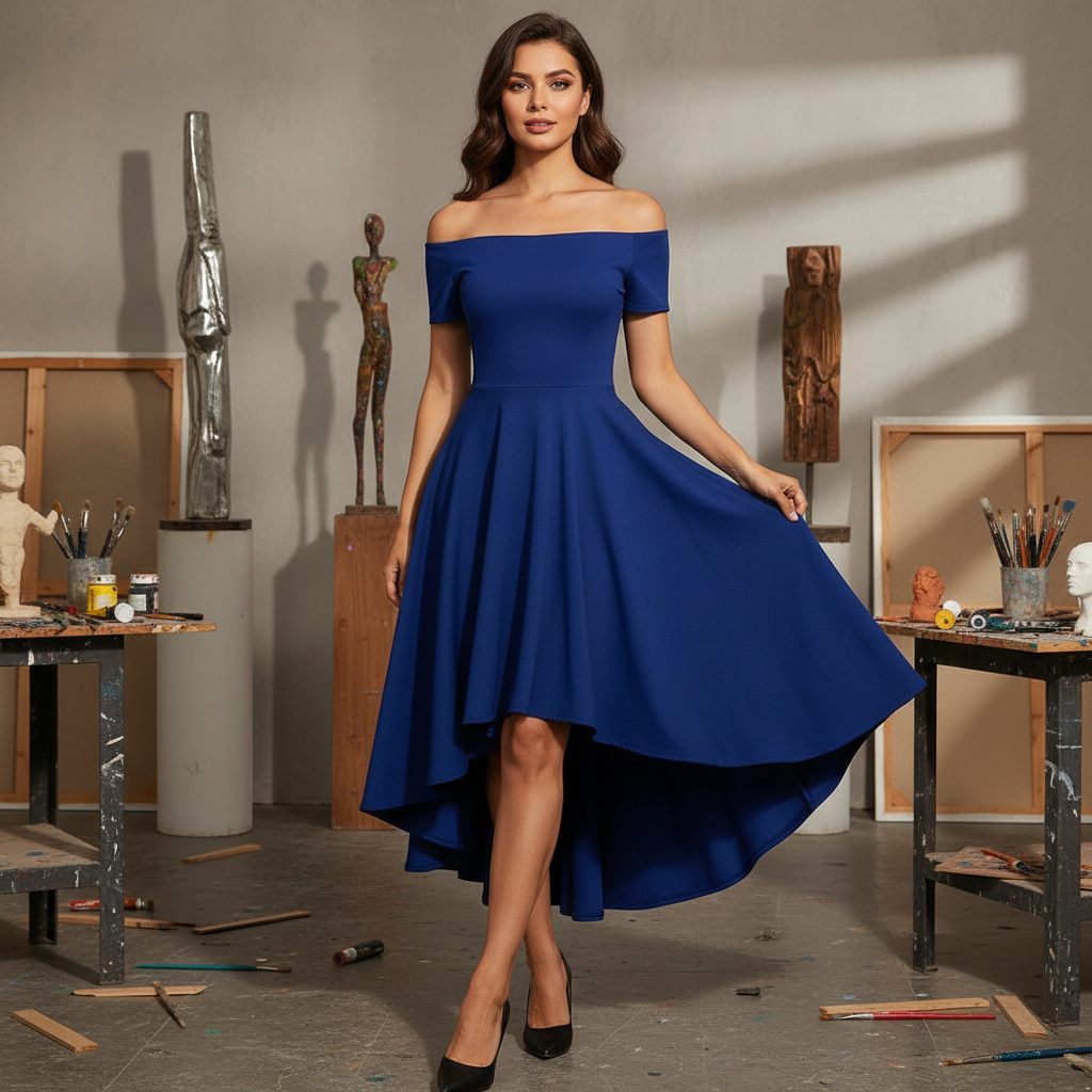 Dames Avondjurk Off-Shoulder High-Lowjurk voor Feesten