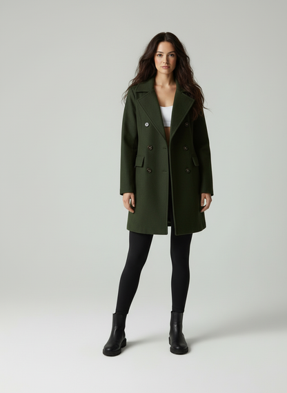 Wolblend Jas voor Vrouw Notched Revers Elegant Design