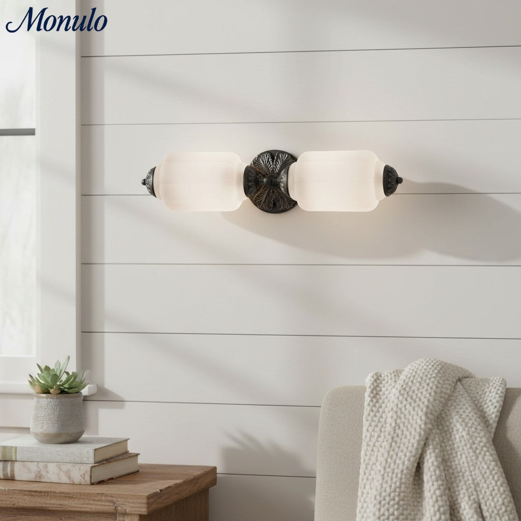 Eloise Vintage Scalloped Milk Glass Wall Sconce - Modern Accent Lighting for Bathroom and Bedroom