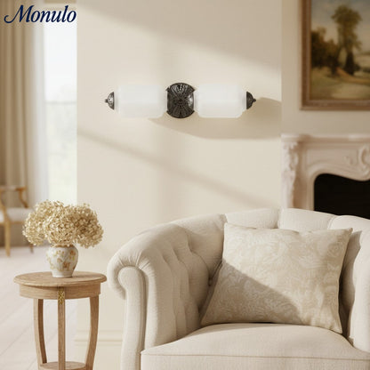 Eloise Vintage Scalloped Milk Glass Wall Sconce - Modern Accent Lighting for Bathroom and Bedroom