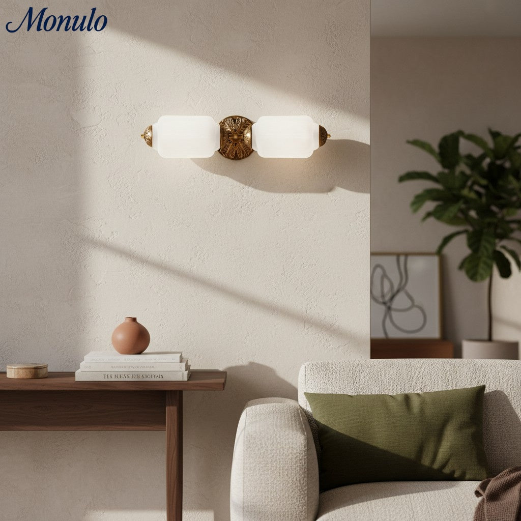 Eloise Vintage Scalloped Milk Glass Wall Sconce - Modern Accent Lighting for Bathroom and Bedroom