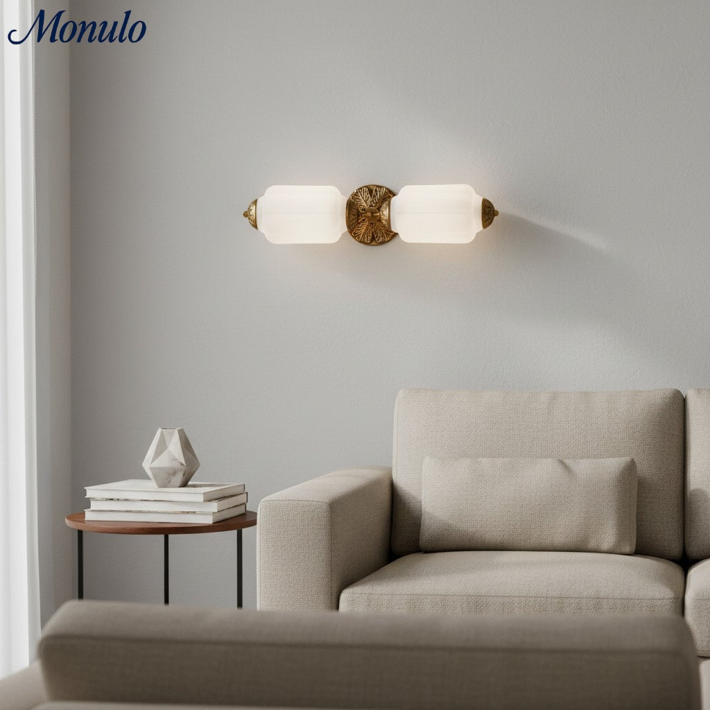 Eloise Vintage Scalloped Milk Glass Wall Sconce - Modern Accent Lighting for Bathroom and Bedroom