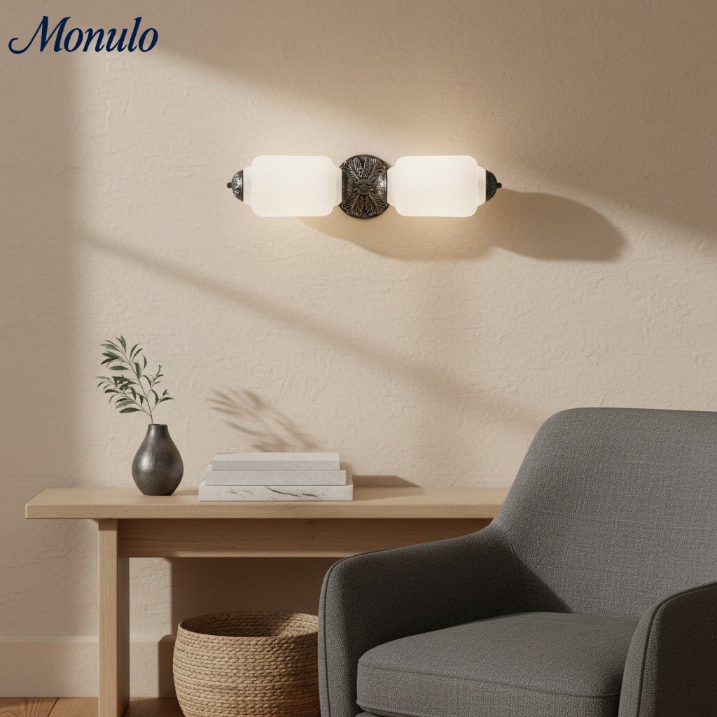 Eloise Vintage Scalloped Milk Glass Wall Sconce - Modern Accent Lighting for Bathroom and Bedroom