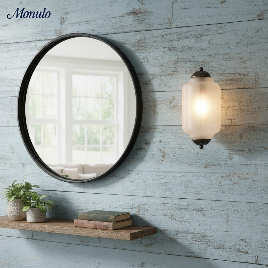 Eloise Vintage Scalloped Milk Glass Wall Sconce - Modern Accent Lighting for Bathroom and Bedroom
