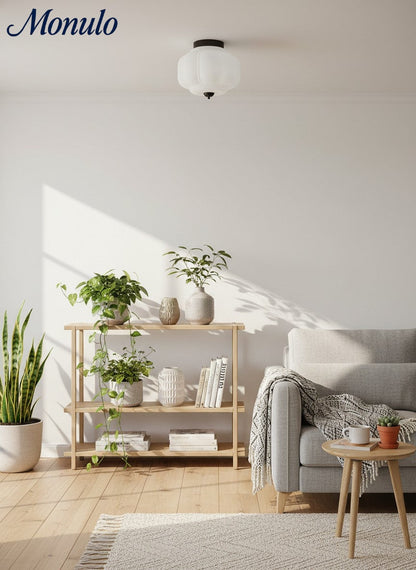 Retro Plafondlamp met Melkglazen Kap – Verfijnde Semi-Flush Mount Verlichting voor Moderne Interieurs