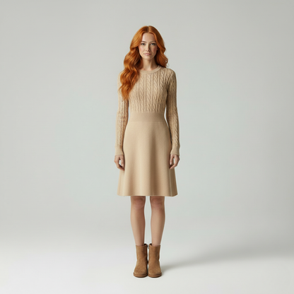 Gebreide Jurk Kabelpatroon Elegante WinterCollectie