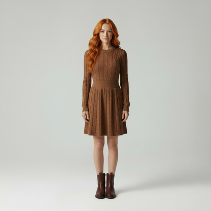 Gebreide Jurk Kabelpatroon Elegante WinterCollectie