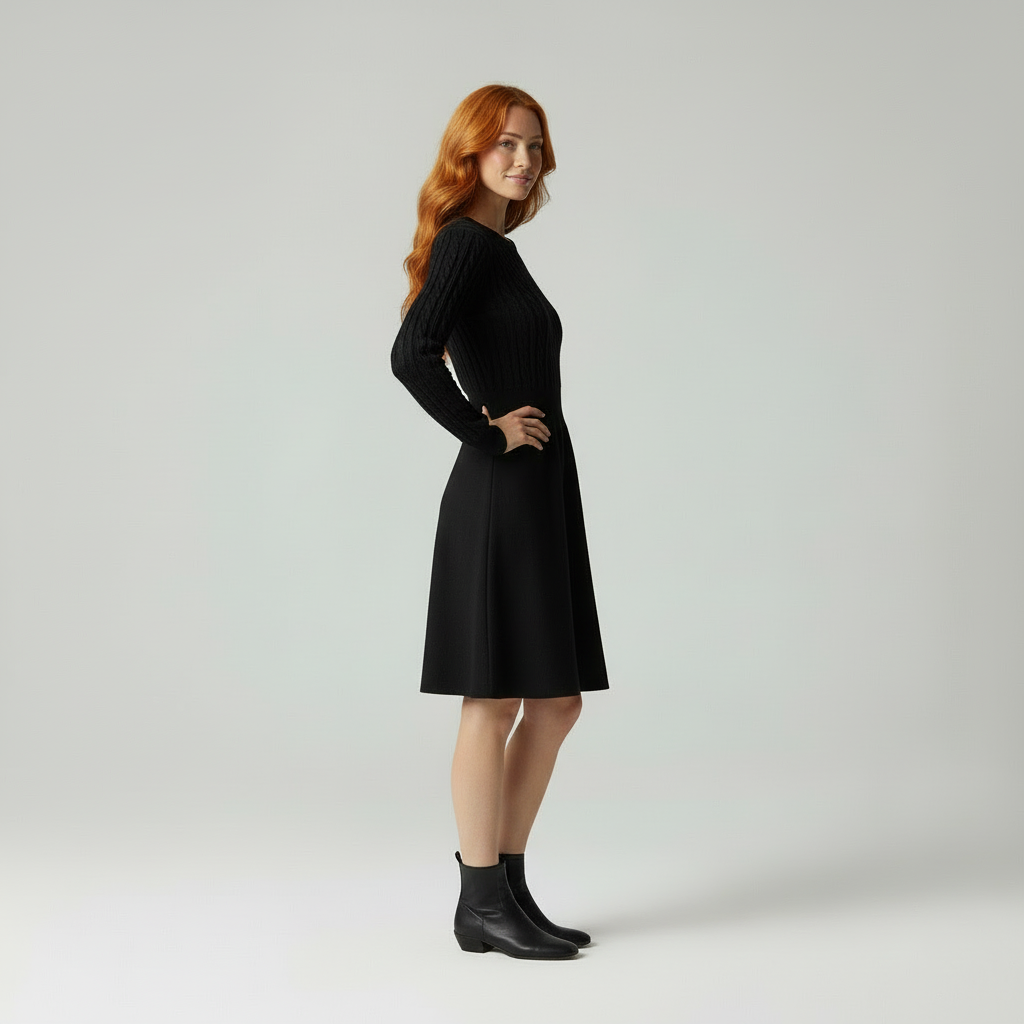 Gebreide Jurk Kabelpatroon Elegante WinterCollectie