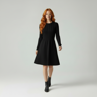 Gebreide Jurk Kabelpatroon Elegante WinterCollectie