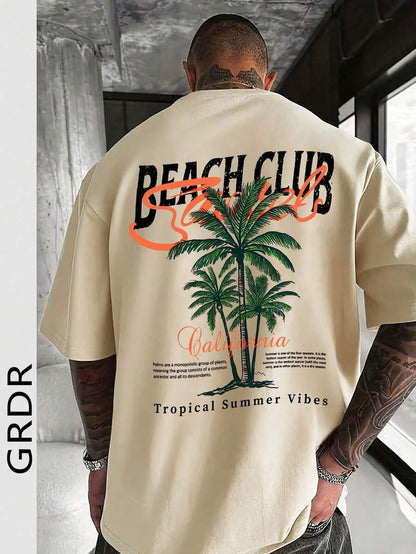 Mintgroen Heren T-shirt Oversized met Print