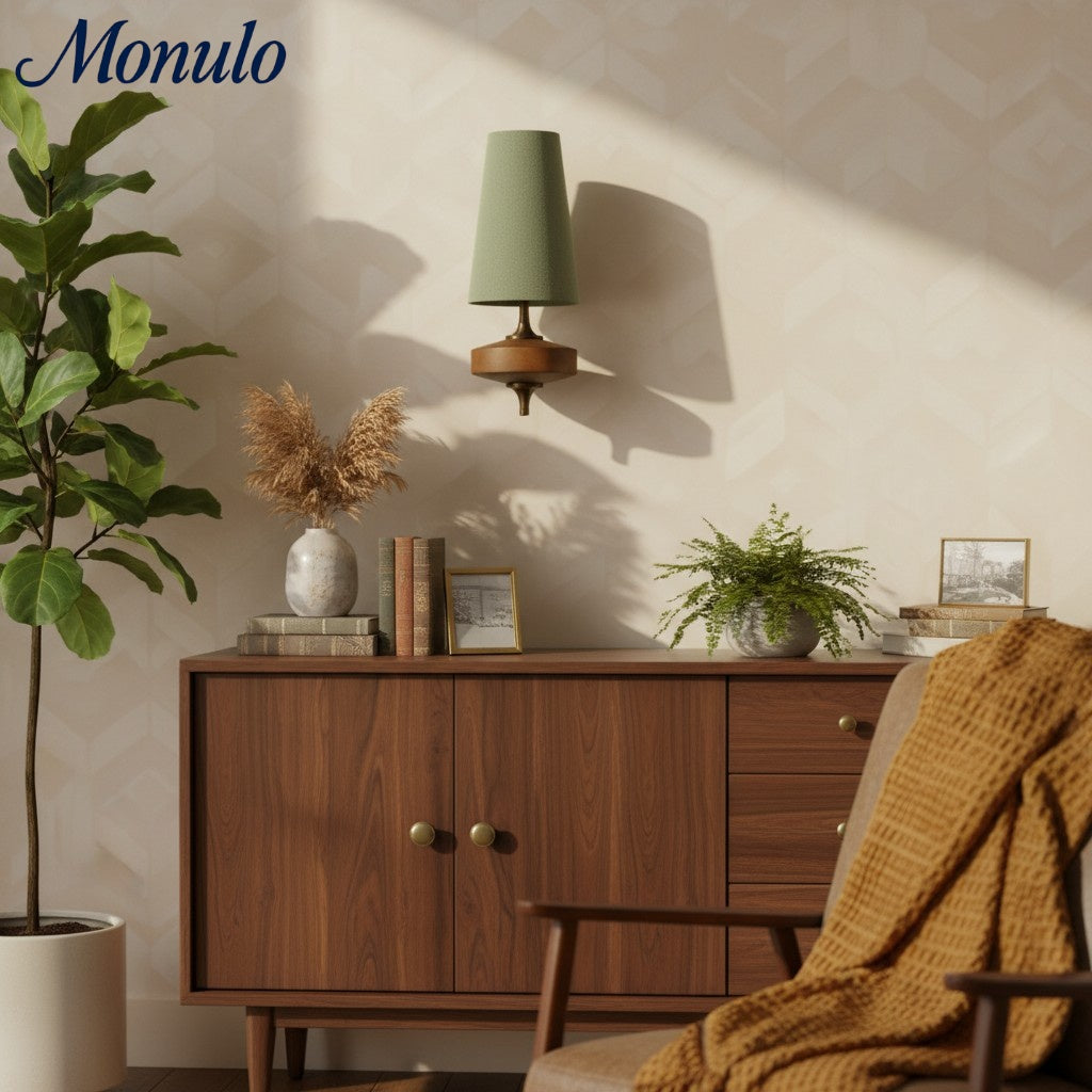 Retro Wandlamp met Stoffen Kap – Vintage Verlichting voor Slaapkamer