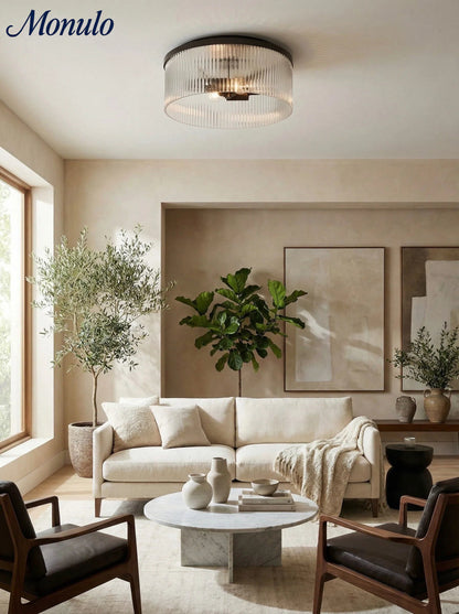 Geribbelde Glazen Plafondlamp Modern Laagbouw Ontwerp Slaapkamer Woonkamer Gang