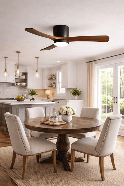 Plafondventilator met led verlichting en houten bladen – Scandinavisch design