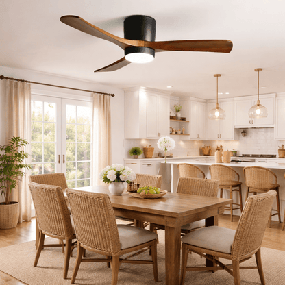Plafondventilator met led verlichting en houten bladen – Scandinavisch design