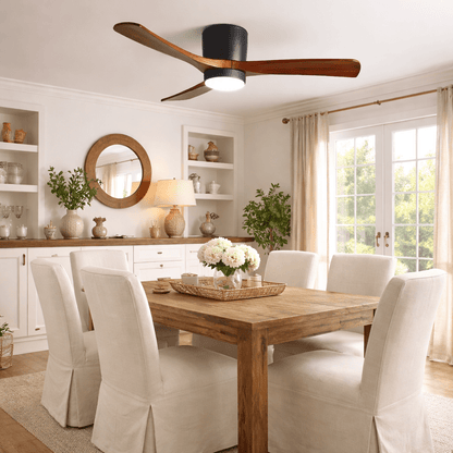 Plafondventilator met led verlichting en houten bladen – Scandinavisch design