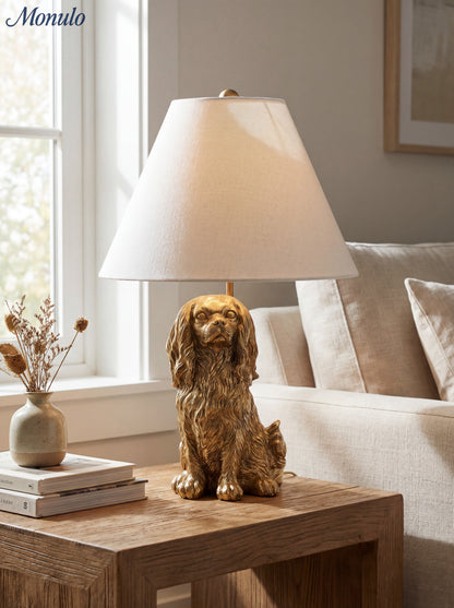 Dierenfiguur Tafellamp met Katoenen Kap – Klassieke Nachtkastlamp met Dierenmotief
