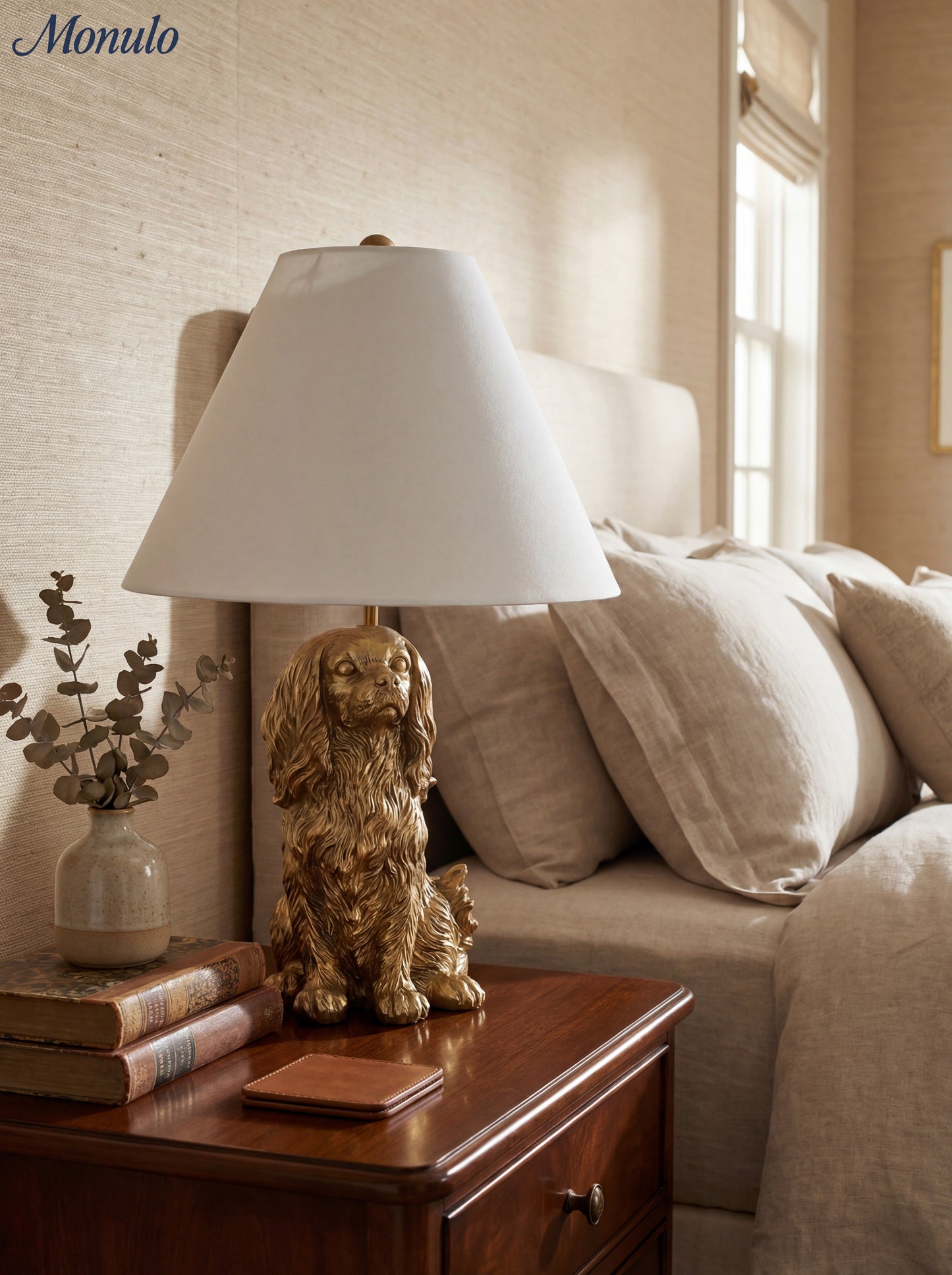 Dierenfiguur Tafellamp met Katoenen Kap – Klassieke Nachtkastlamp met Dierenmotief