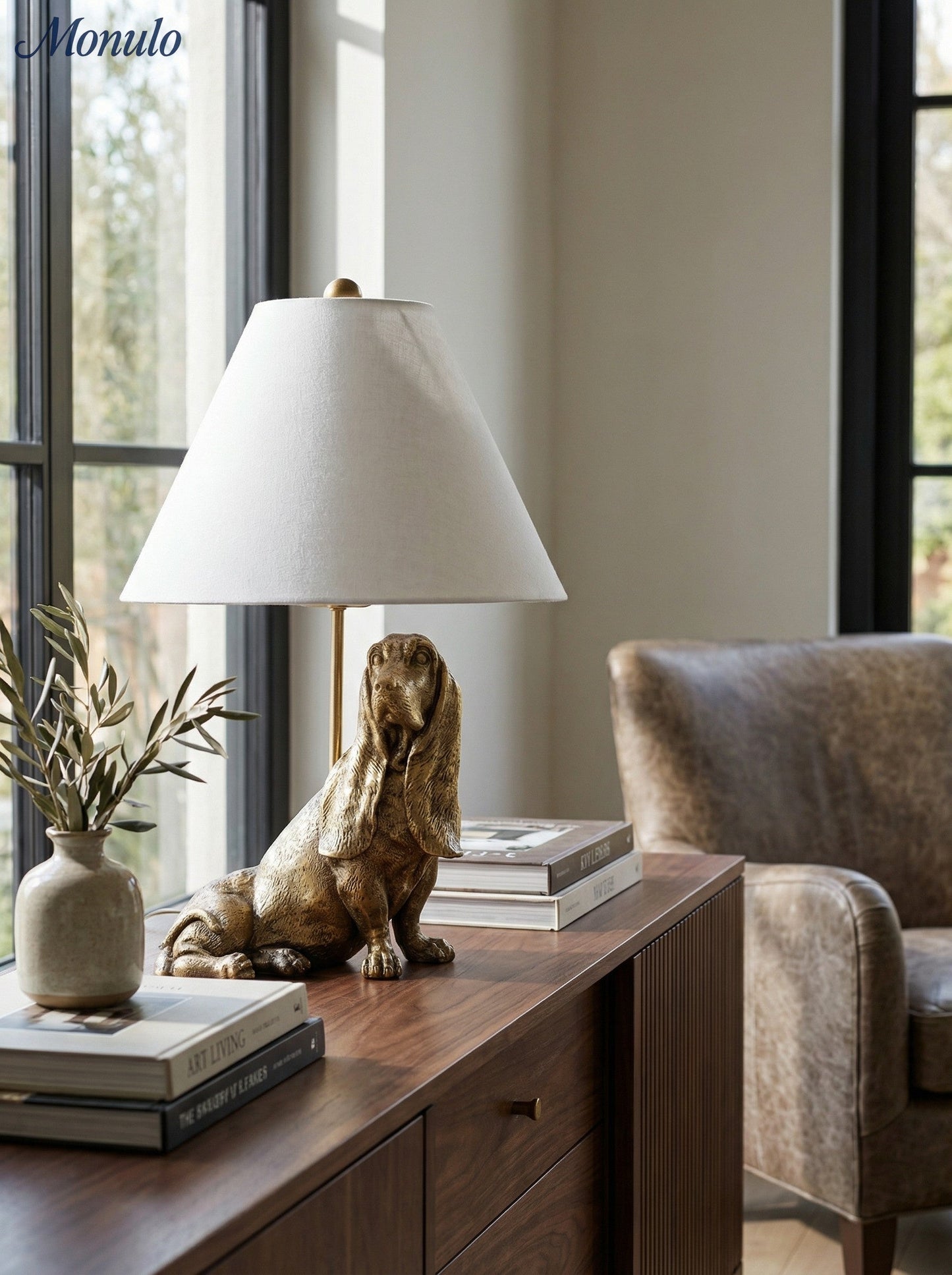 Dierenfiguur Tafellamp met Katoenen Kap – Klassieke Nachtkastlamp met Dierenmotief