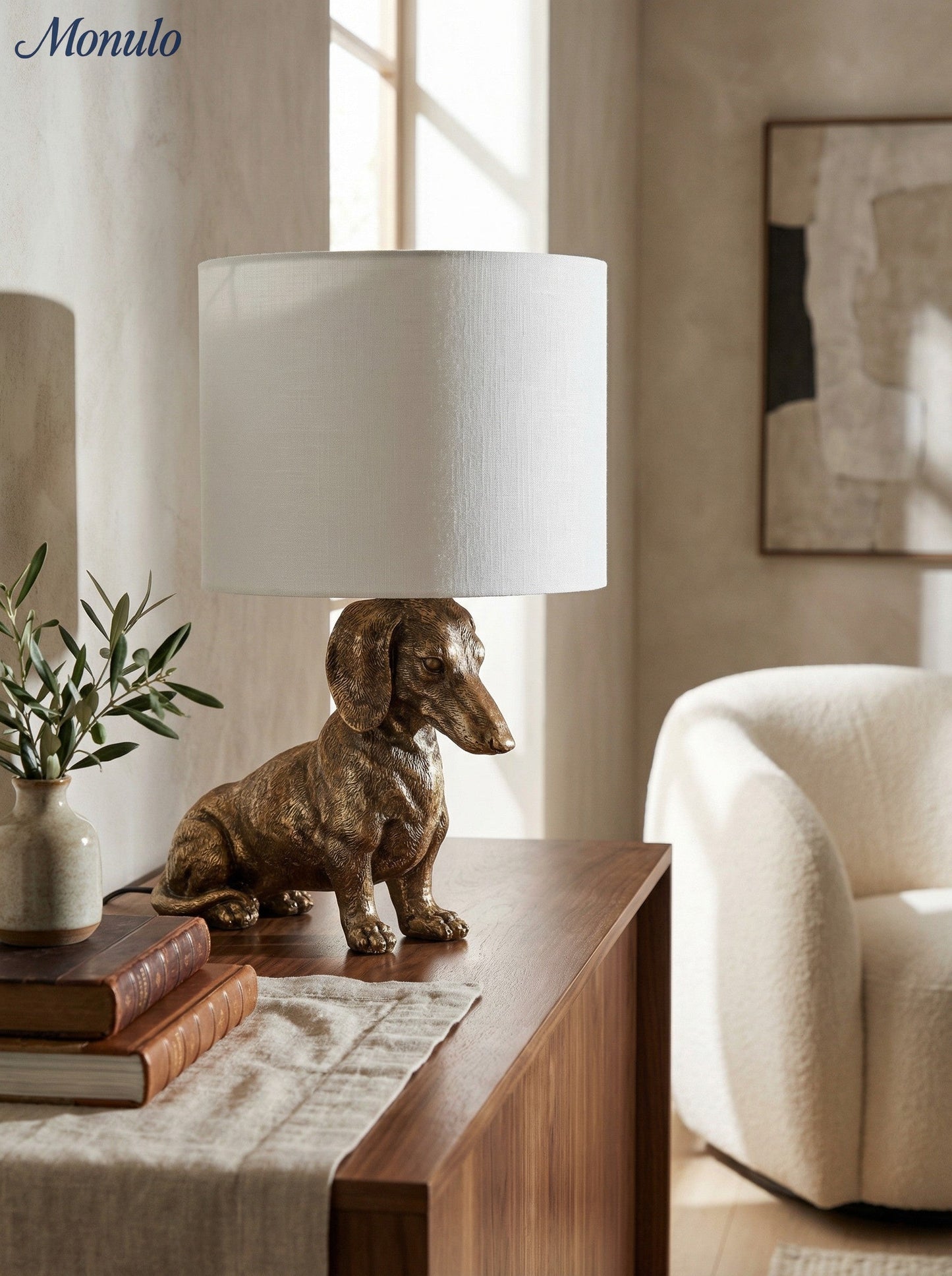 Dierenfiguur Tafellamp met Katoenen Kap – Klassieke Nachtkastlamp met Dierenmotief