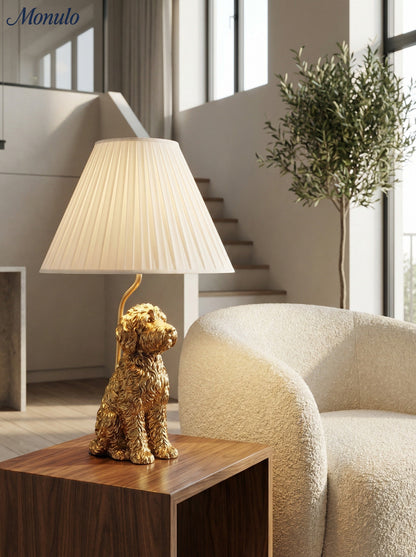 Dierenfiguur Tafellamp met Katoenen Kap – Klassieke Nachtkastlamp met Dierenmotief
