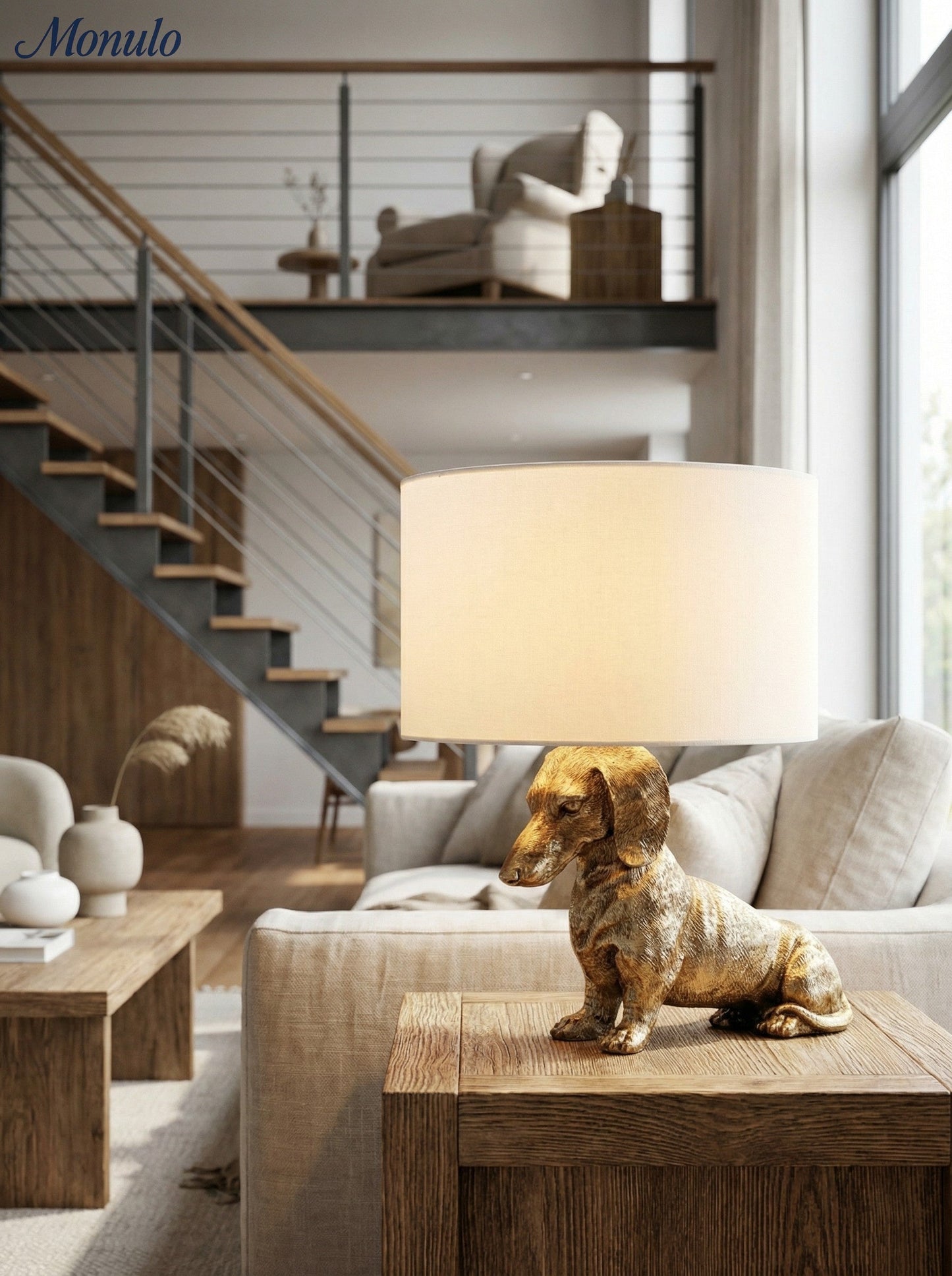 Dierenfiguur Tafellamp met Katoenen Kap – Klassieke Nachtkastlamp met Dierenmotief