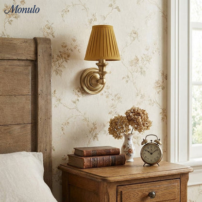 Wandlamp met stoffen kap en zwanenhalsarm – smeedijzeren armatuur met verstelbare leeslamp