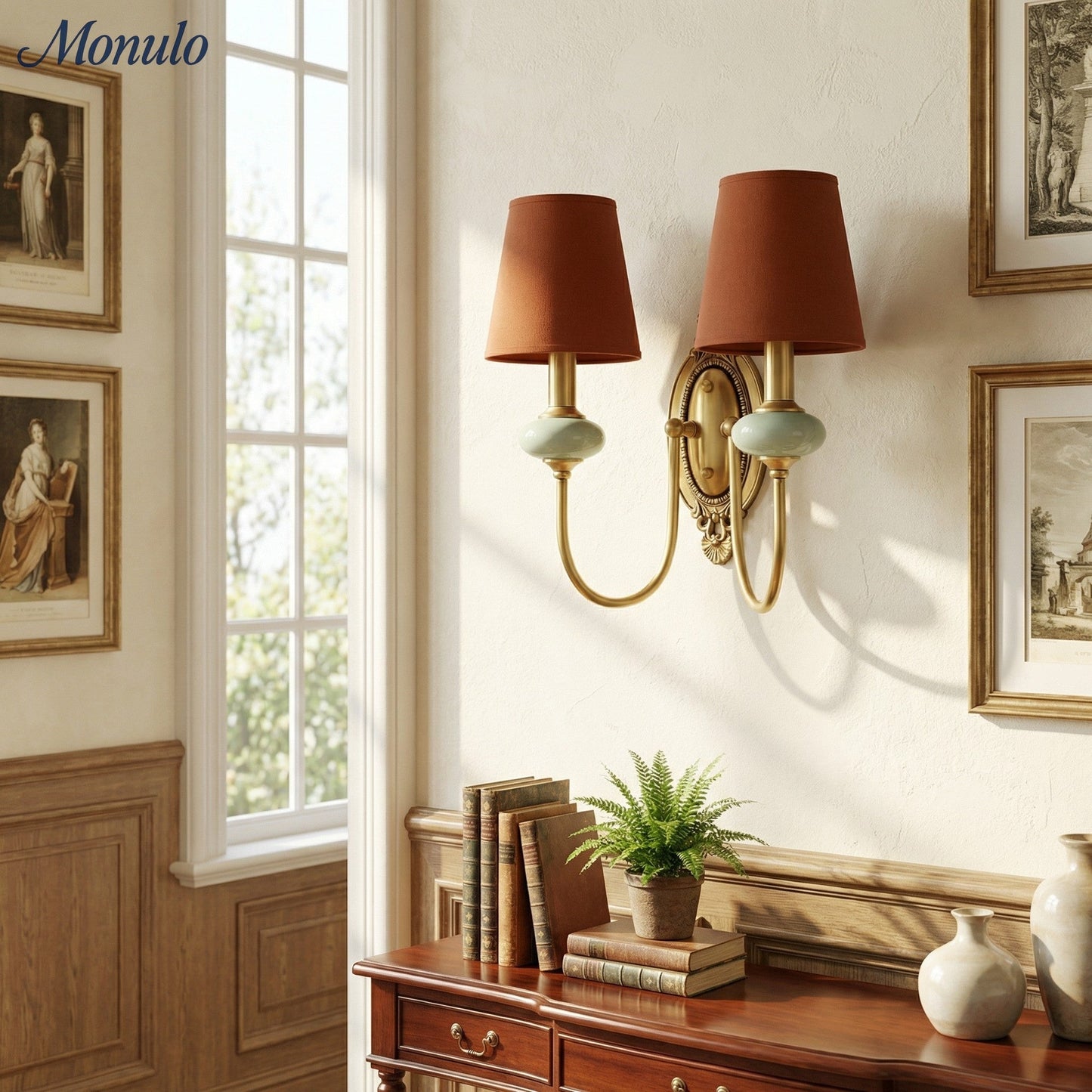 Keramische wandlamp met stoffen kap - 1 of 2 lichtpunten - E27 - diverse kleuren & stijlen
