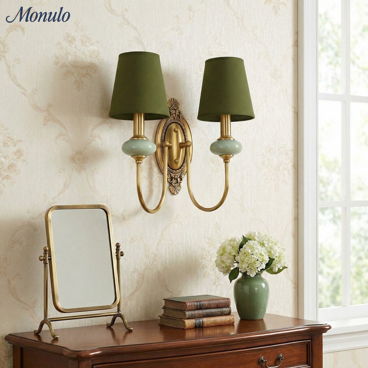 Keramische wandlamp met stoffen kap - 1 of 2 lichtpunten - E27 - diverse kleuren & stijlen