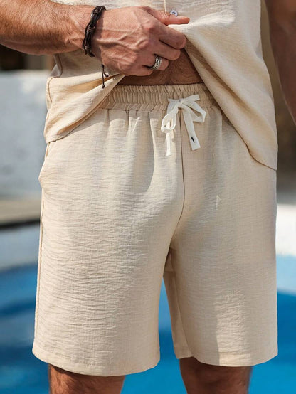 Heren Zomer Set - Kaki Overhemd en Shorts voor Vakantie