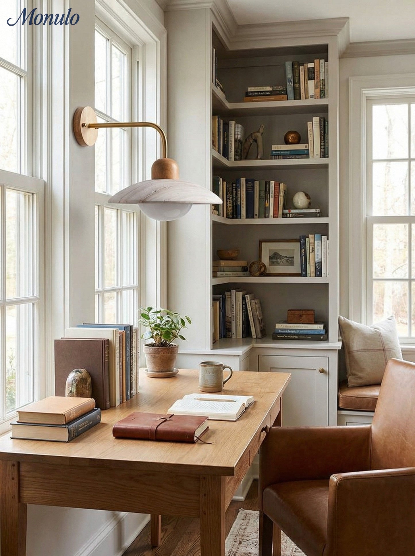Travertijn Wandlamp Minimalistische Schijf Design Natuursteen Verlichting voor Woonkamer Slaapkamer Gang Moderne Interieur Wandverlichting met Warm Licht