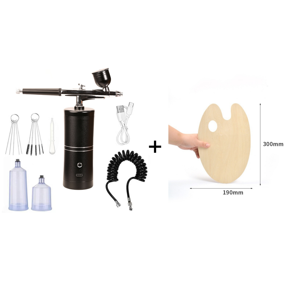 Draadloze Airbrush Pistool met 3 Verwisselbare Spuitkoppen en Oplaadbare Accu voor Modelbouw Kunst en Nail Art