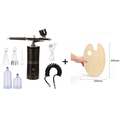 Draadloze Airbrush Pistool met 3 Verwisselbare Spuitkoppen en Oplaadbare Accu voor Modelbouw Kunst en Nail Art