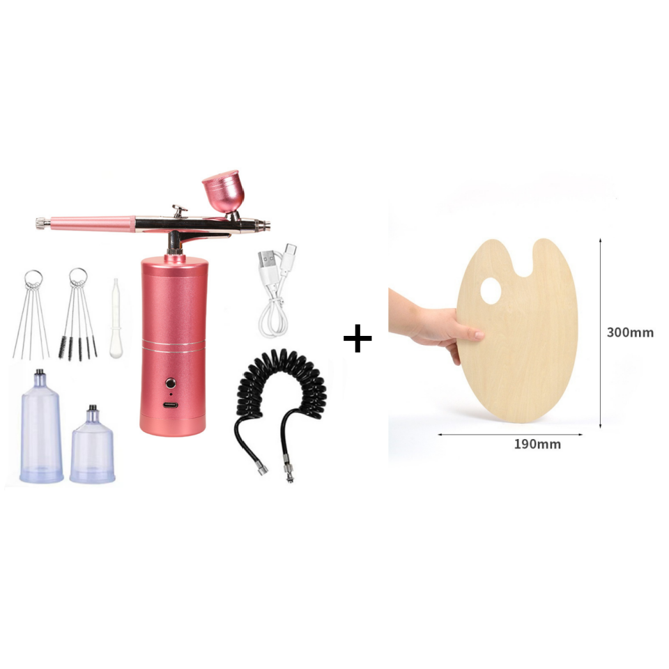 Draadloze Airbrush Pistool met 3 Verwisselbare Spuitkoppen en Oplaadbare Accu voor Modelbouw Kunst en Nail Art