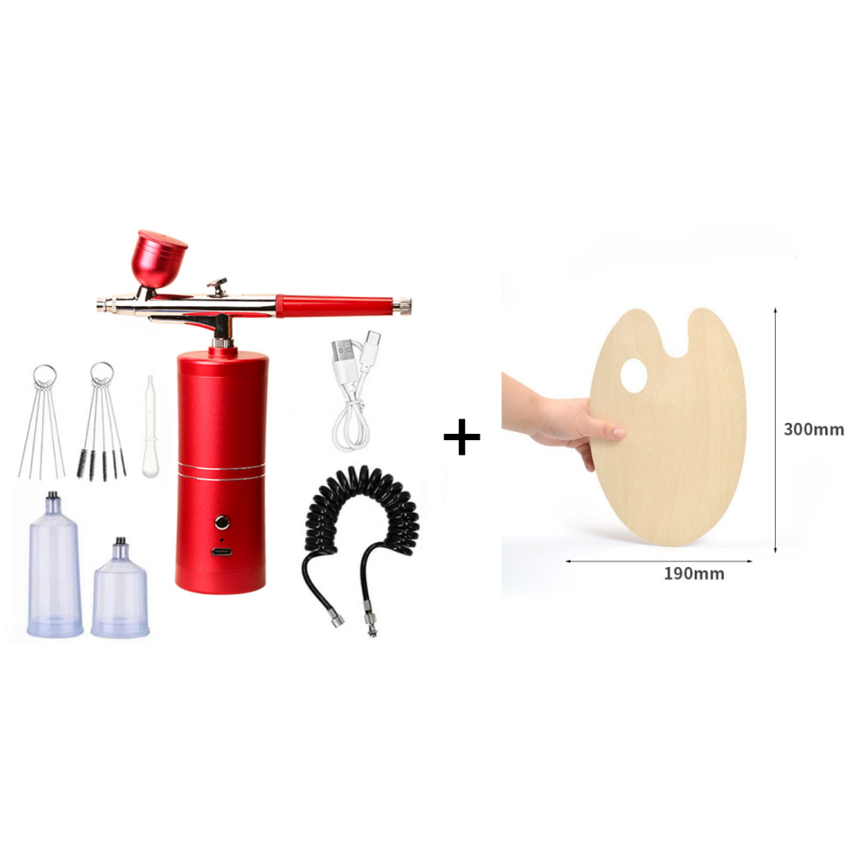 Draadloze Airbrush Pistool met 3 Verwisselbare Spuitkoppen en Oplaadbare Accu voor Modelbouw Kunst en Nail Art