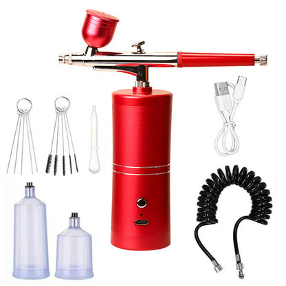 Draadloze Airbrush Pistool met 3 Verwisselbare Spuitkoppen en Oplaadbare Accu voor Modelbouw Kunst en Nail Art