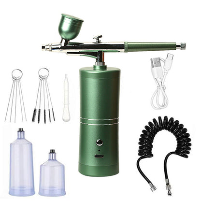 Draadloze Airbrush Pistool met 3 Verwisselbare Spuitkoppen en Oplaadbare Accu voor Modelbouw Kunst en Nail Art