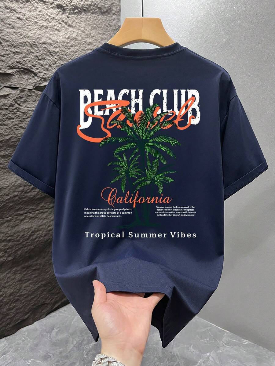 Mintgroen Heren T-shirt Oversized met Print