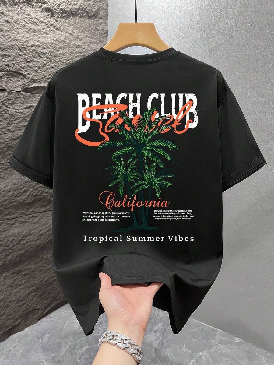 Mintgroen Heren T-shirt Oversized met Print