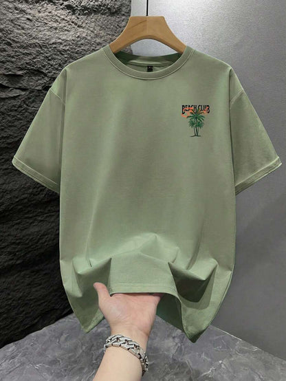 Mintgroen Heren T-shirt Oversized met Print
