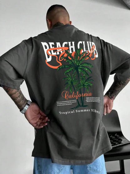Mintgroen Heren T-shirt Oversized met Print
