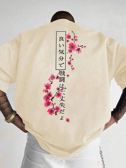 Heren T-shirt Wit met Print Losse Zomerlook