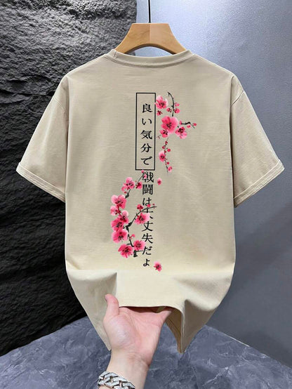 Heren T-shirt Wit met Print Losse Zomerlook
