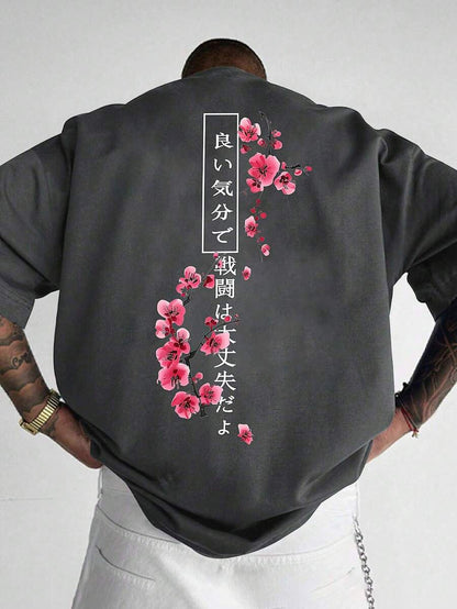 Heren T-shirt Wit met Print Losse Zomerlook