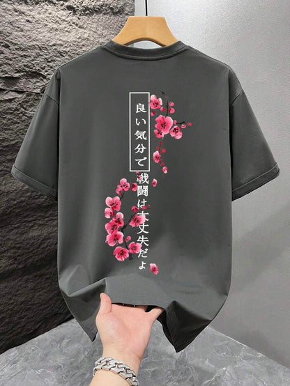 Heren T-shirt Wit met Print Losse Zomerlook