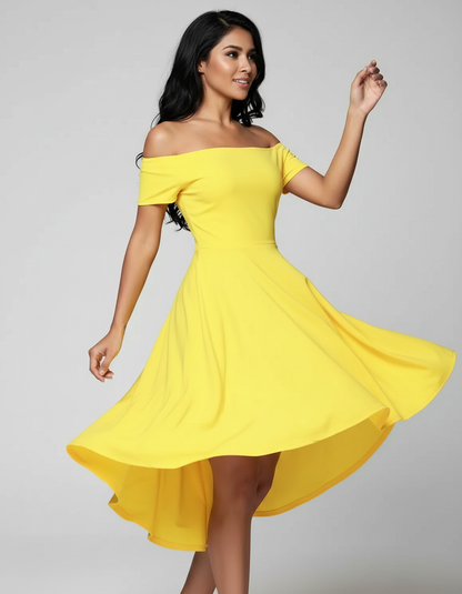 Dames Avondjurk Off-Shoulder High-Lowjurk voor Feesten