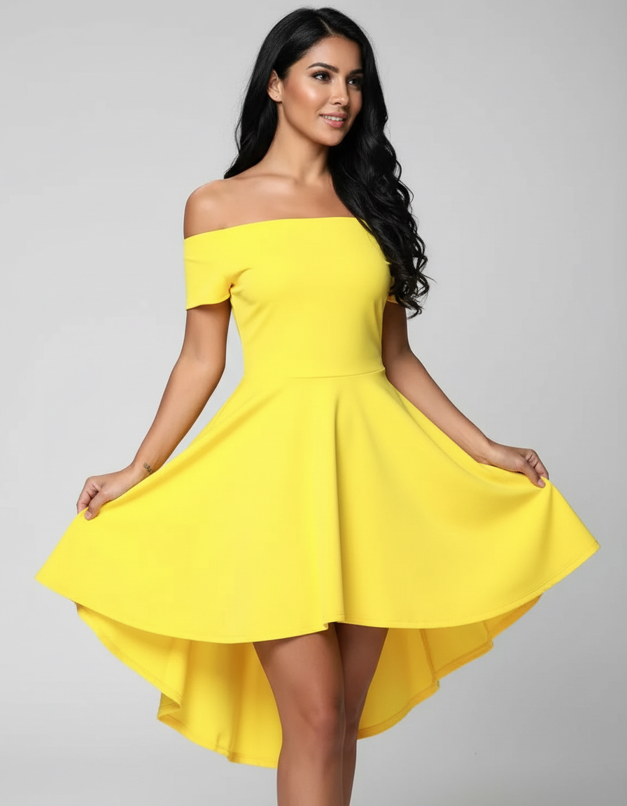 Dames Avondjurk Off-Shoulder High-Lowjurk voor Feesten