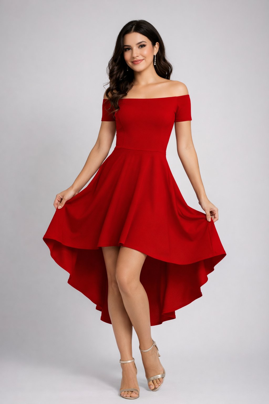 Dames Avondjurk Off-Shoulder High-Lowjurk voor Feesten