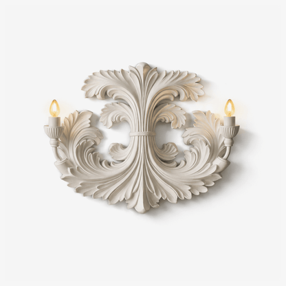 Klassieke Barok Wandlamp Met Florale Gipsdetails En Dubbele Lichtbron Voor Sfeervolle Binnenverlichting