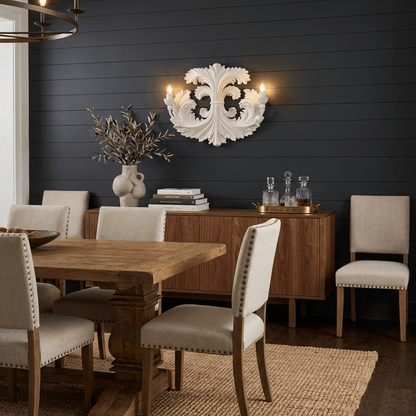 Klassieke Barok Wandlamp Met Florale Gipsdetails En Dubbele Lichtbron Voor Sfeervolle Binnenverlichting
