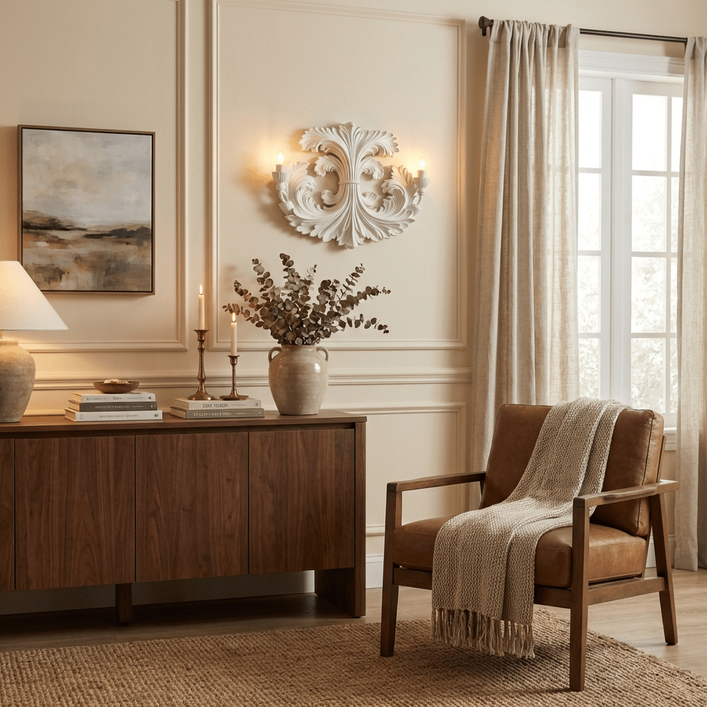 Klassieke Barok Wandlamp Met Florale Gipsdetails En Dubbele Lichtbron Voor Sfeervolle Binnenverlichting